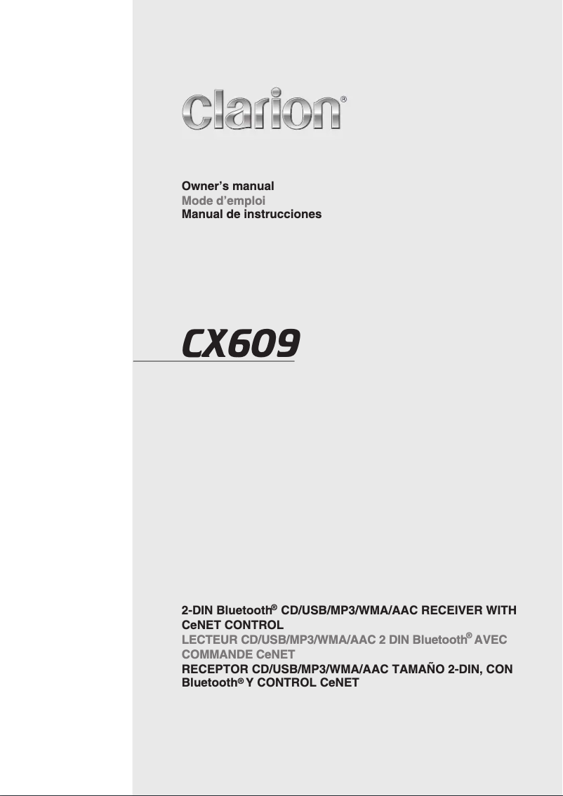 Page 1 de la notice Manuel utilisateur Clarion CX609