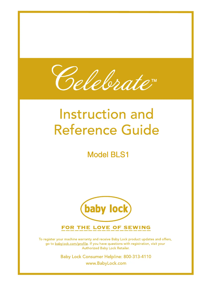Page 1 de la notice Manuel utilisateur Baby Lock Celebrate