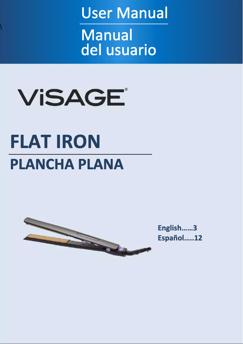 Page 1 de la notice Manuel utilisateur Visage Flat Iron Curling Wand or Curling Iron BY-708A