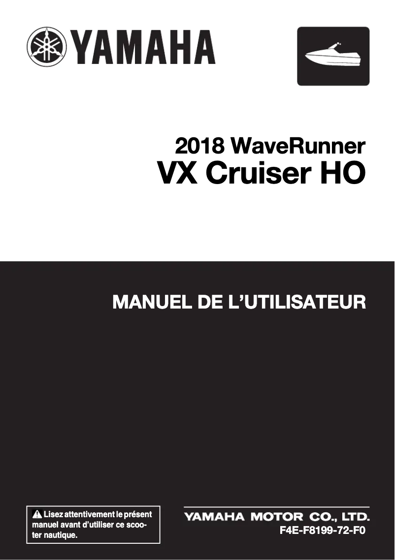 Image de la première page du manuel de l'appareil WaveRunner VX Cruiser HO (2018)