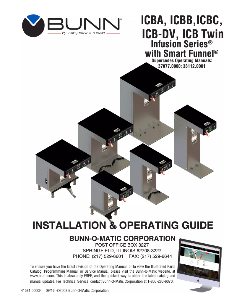 Page 1 de la notice Instructions / montage Bunn Infusion Series