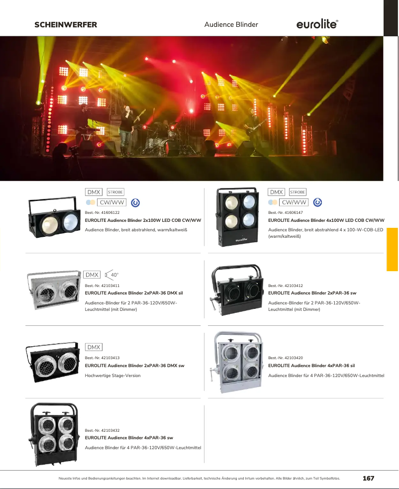 Page n°1 - Catalogue Eurolite Audience Blinder 4x100W LED COB CW/WW