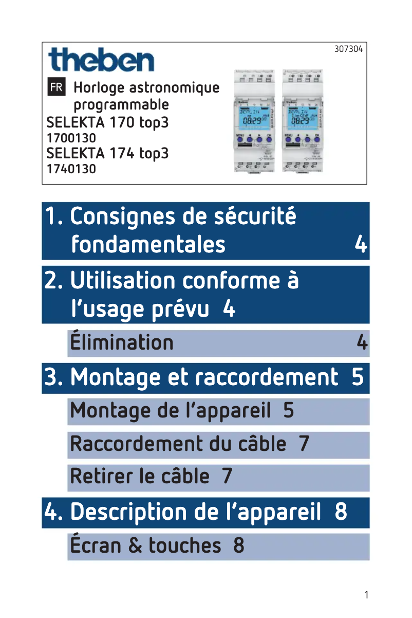 Image de la première page du manuel de l'appareil Selekta 174 top3