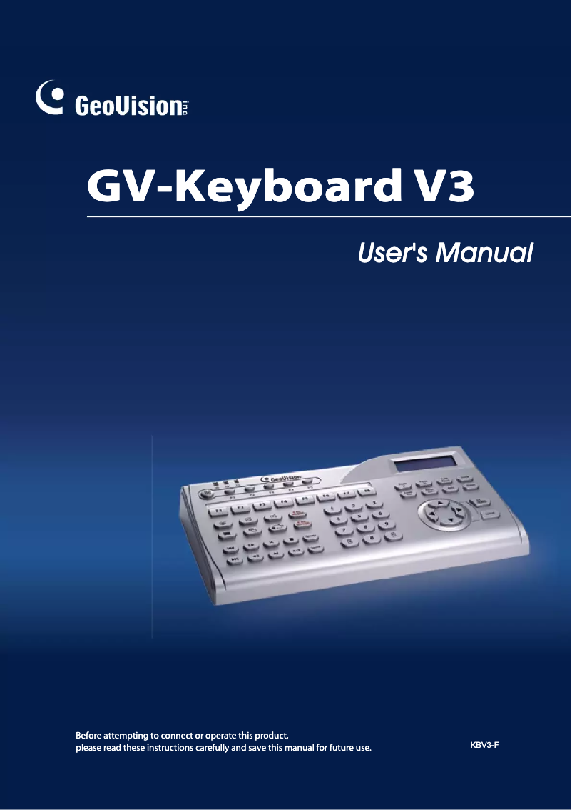 Page 1 de la notice Manuel utilisateur Geovision GV-Keyboard V3
