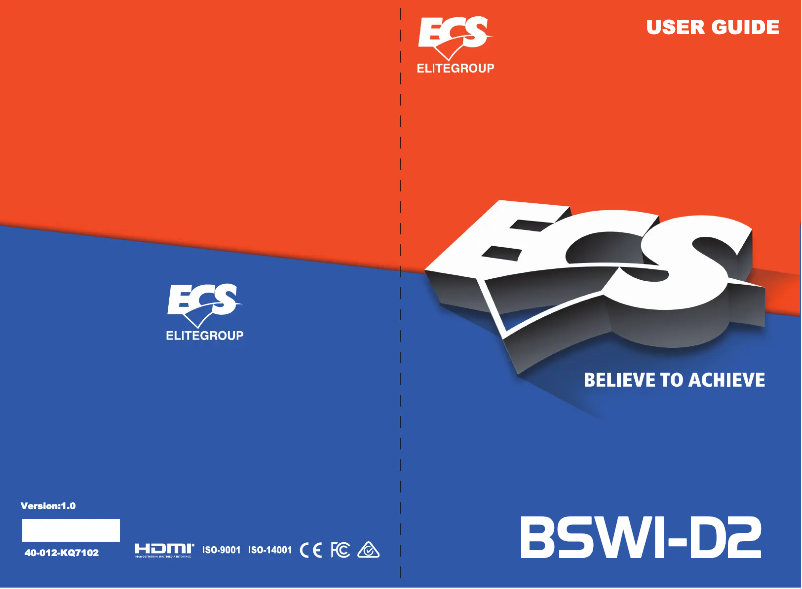 Page 1 de la notice Manuel utilisateur ECS BSWI-D2-J3060
