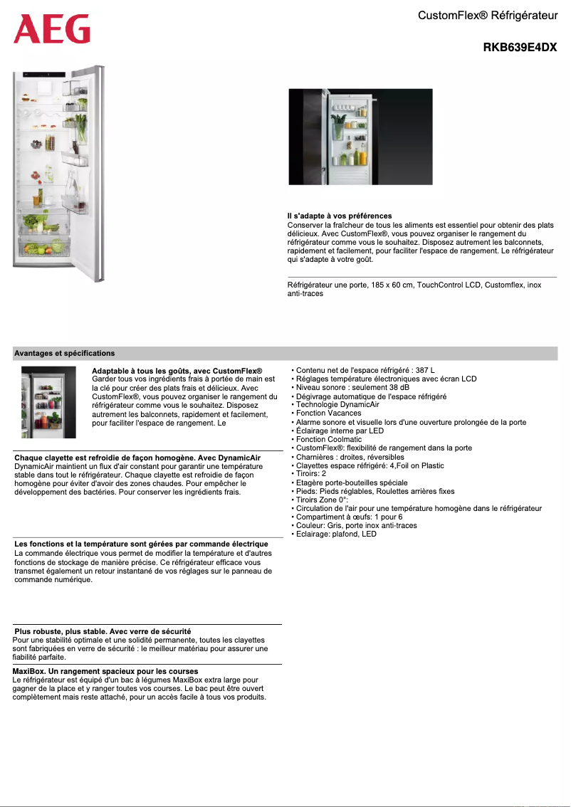 Page n°1 - Fiche technique AEG RKB639E4DX