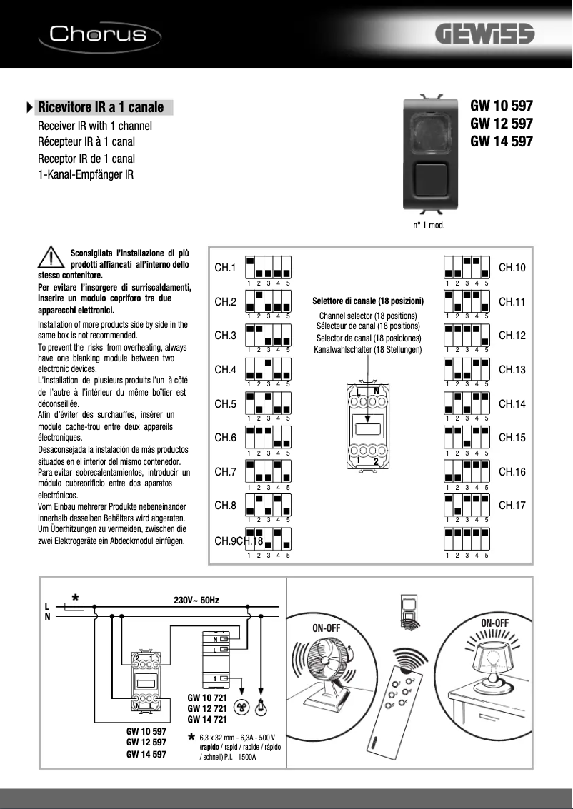 Page 1 de la notice Manuel utilisateur Gewiss GW12597