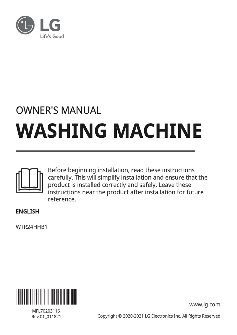 Page n°1 - Manuel utilisateur LG WTR24HHB