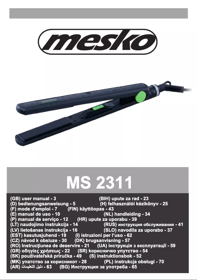 Page 1 de la notice Manuel utilisateur Mesko MS 2311