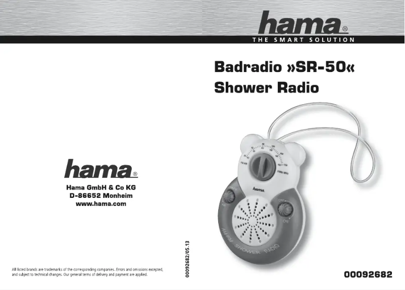Page 1 de la notice Manuel utilisateur Hama SR-50