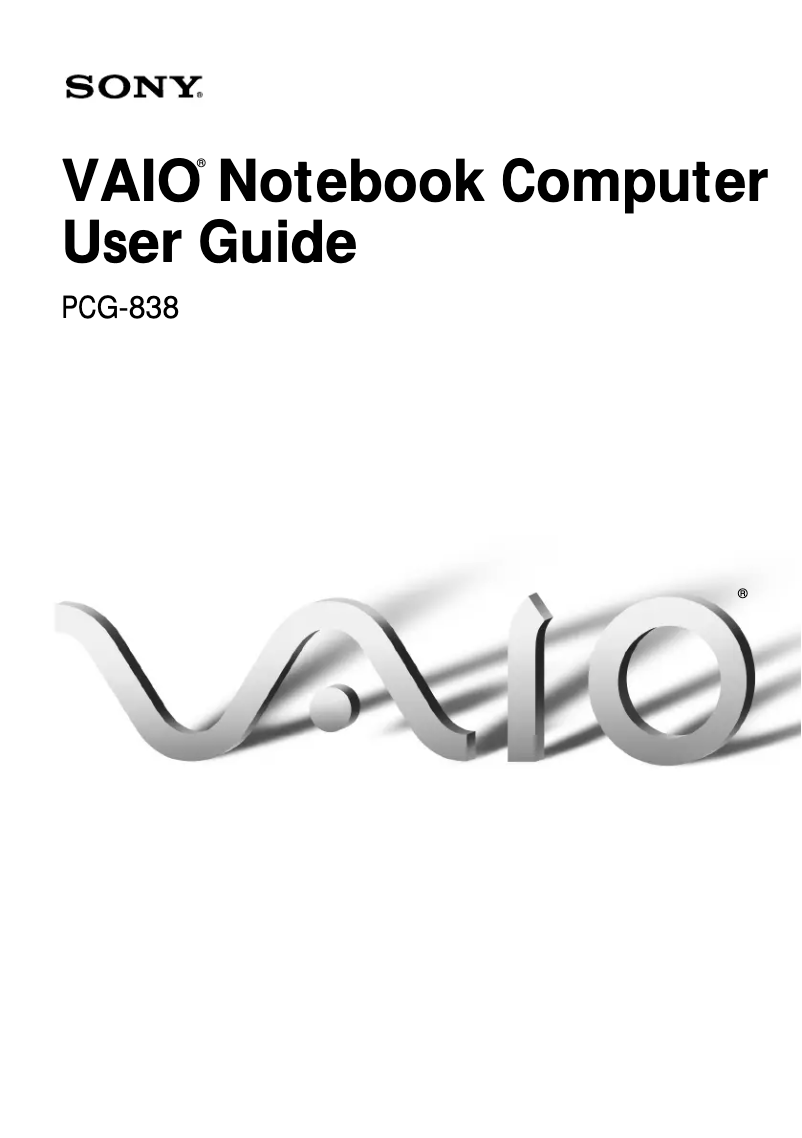 Page n°1 - Manuel utilisateur Sony Vaio PCG-838