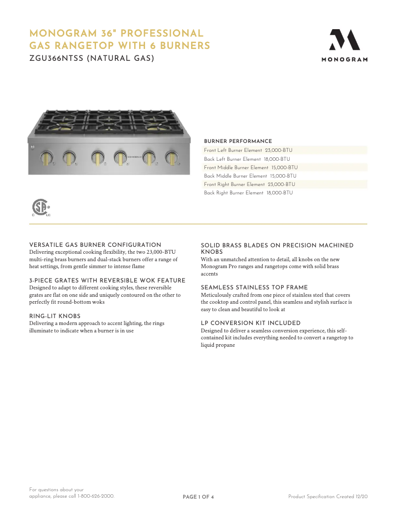Image de la première page du manuel de l'appareil ZGU366NTSS