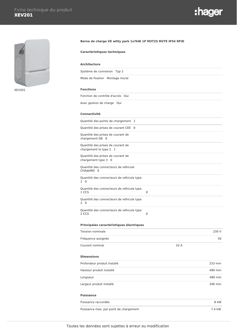 Image de la première page du manuel de l'appareil XEV201