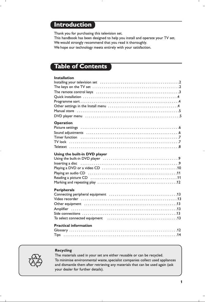 Image de la première page du manuel de l'appareil 14PT6107I