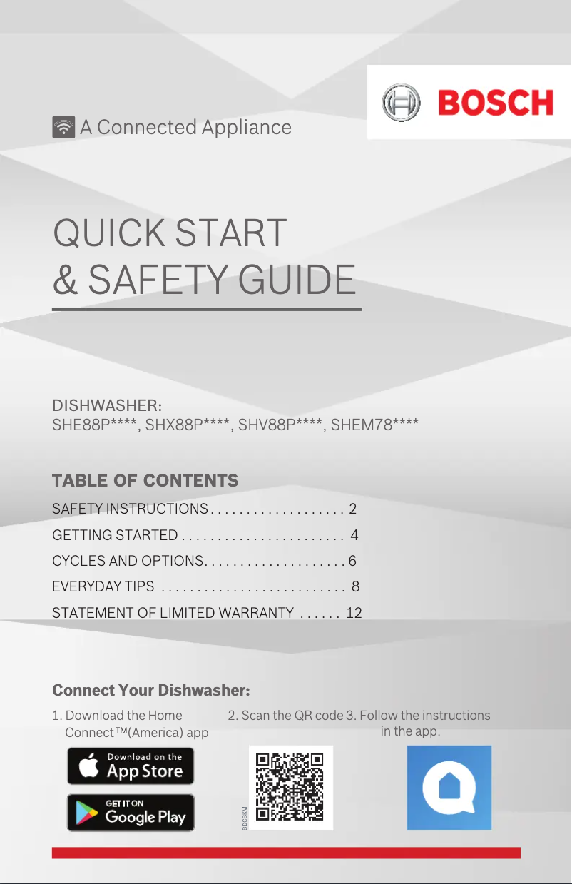 Page 1 de la notice Manuel utilisateur Bosch SHE88PZ65N