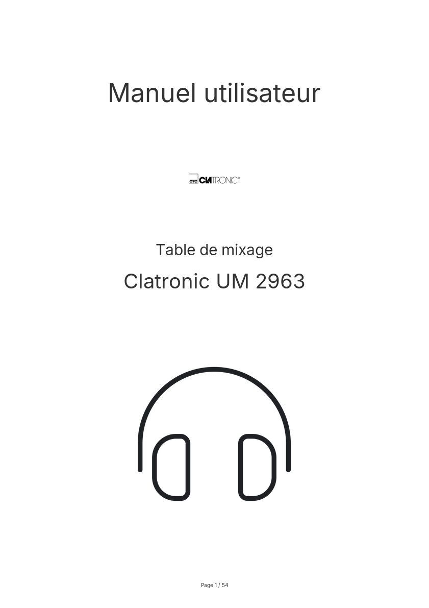 Image de la première page du manuel de l'appareil UM 2963