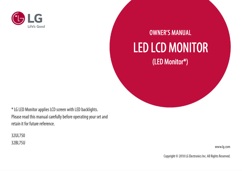 Page 1 de la notice Manuel utilisateur LG 32BL75U-W