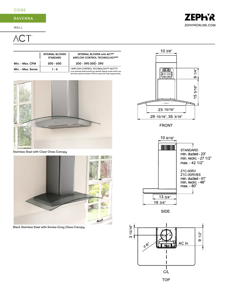 Page n°1 - Fiche technique Zephyr ZRV-M90CBSGG