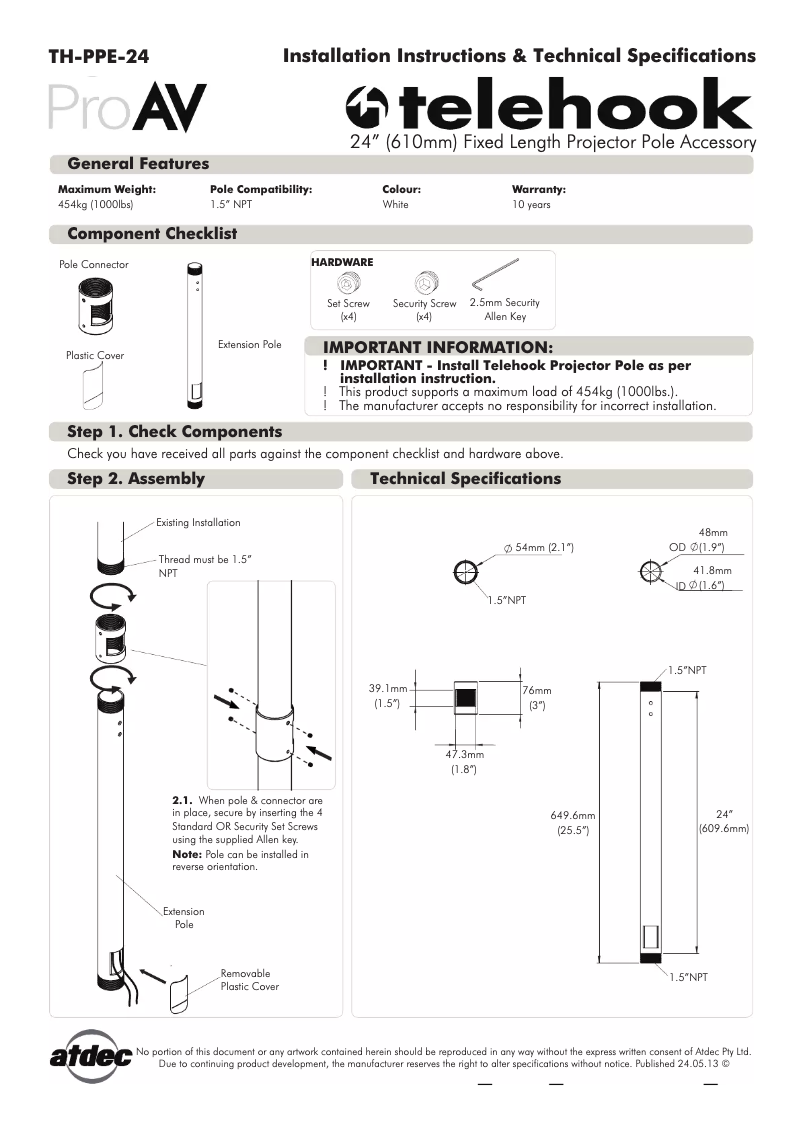 Image de la première page du manuel de l'appareil TH-PPE-24