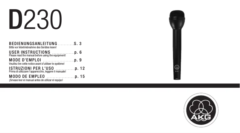Page n°1 - Manuel utilisateur AKG D230