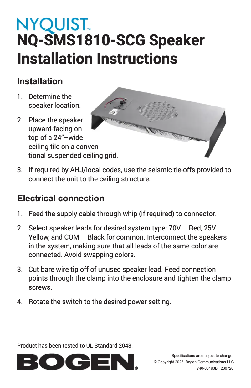 Image de la première page du manuel de l'appareil NQ-SMS1810-SCG