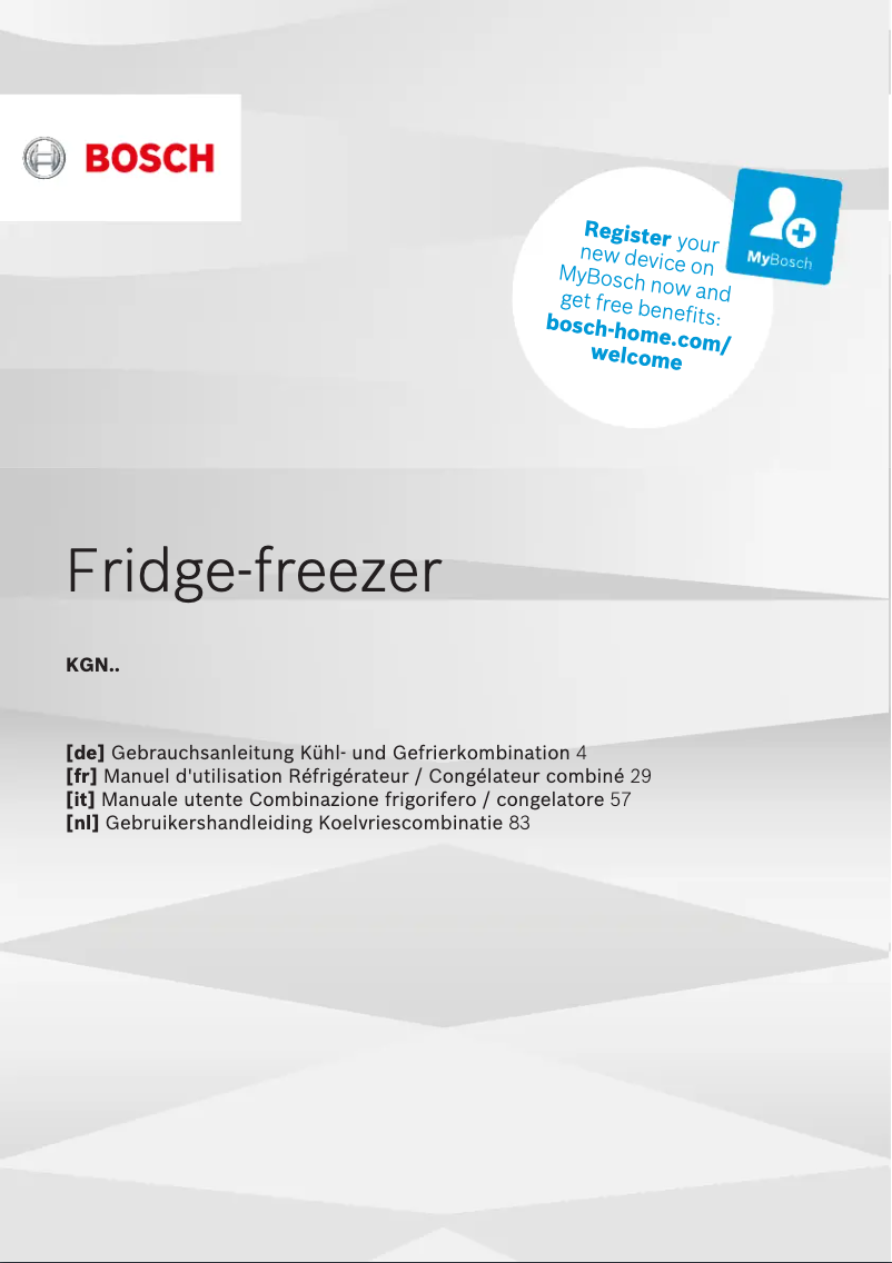 Page n°1 - Manuel utilisateur Bosch KGN362IDF