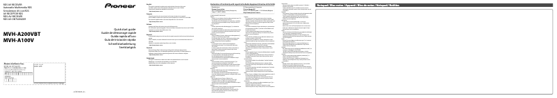 Page n°1 - Guide de démarrage rapide Pioneer MVH-A200VBT