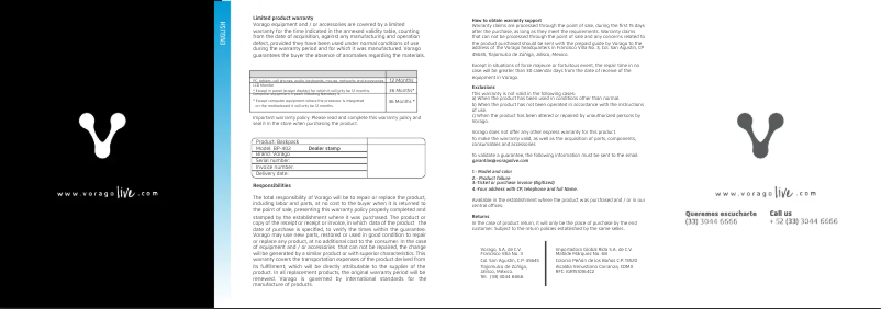 Page n°1 - Manuel utilisateur Vorago BP-402