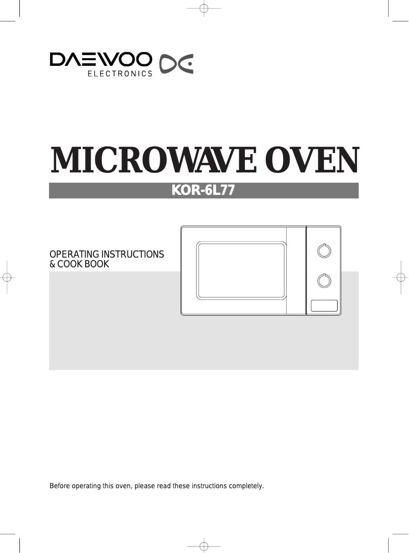 Page 1 de la notice Manuel utilisateur Daewoo KOR-6L77