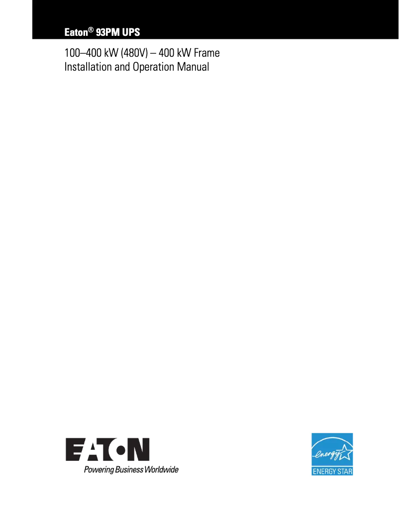 Page n°1 - Manuel utilisateur Eaton 93PM UPS