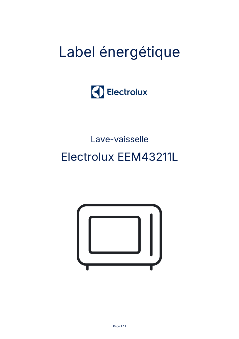 Page n°1 - Label énergétique Electrolux EEM43211L
