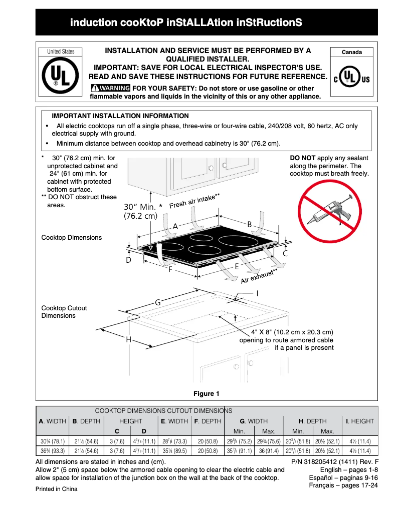 Page n°1 - Guide d'installation Electrolux E30IC80ISS