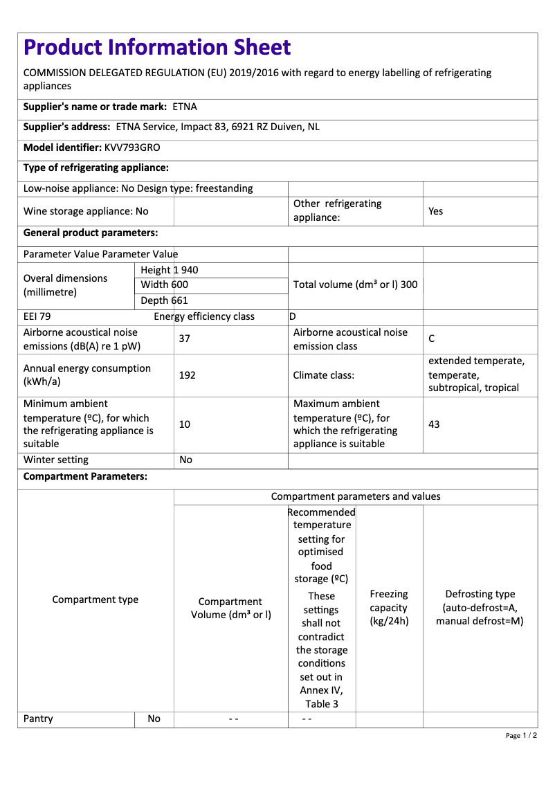 Image de la première page du manuel de l'appareil KVV793GRO