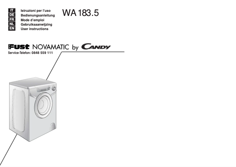 Page 1 de la notice Manuel utilisateur Candy WA 183.5 - 88S
