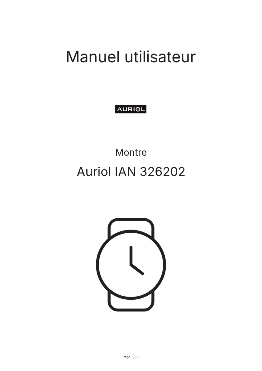 Page n°1 - Manuel utilisateur Auriol IAN 326202