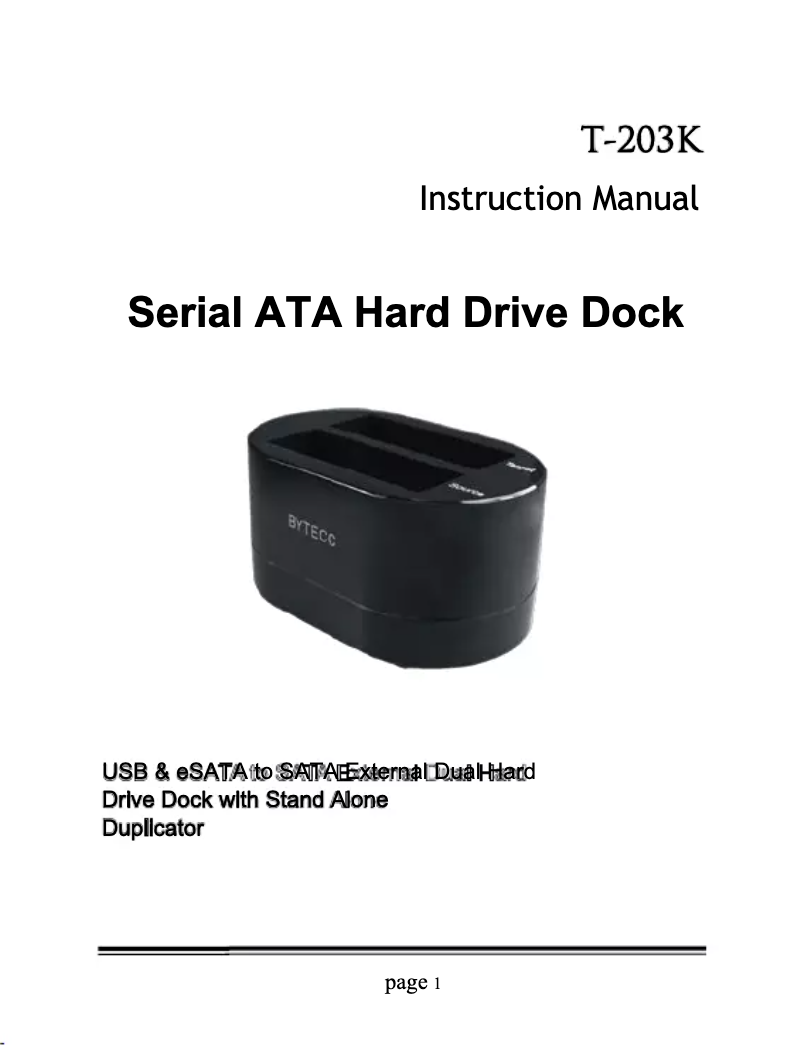 Página 1 del manual Manual de usuario Bytecc T-203K