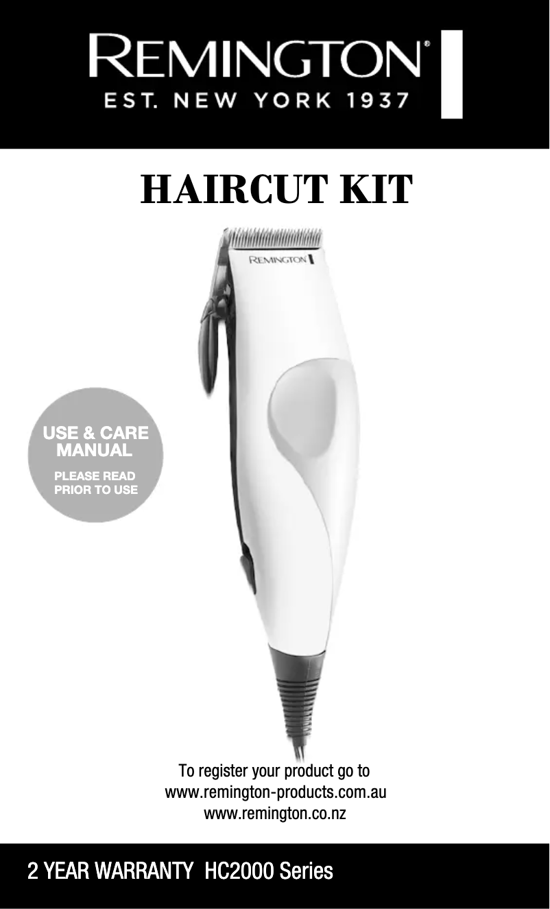 Page 1 de la notice Manuel utilisateur Remington HC2000