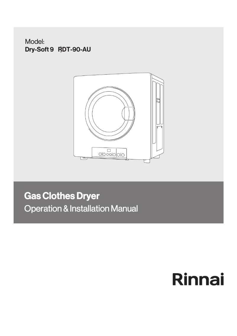 Page 1 de la notice Manuel utilisateur Rinnai Dry-Soft 9 RDT-90-AU