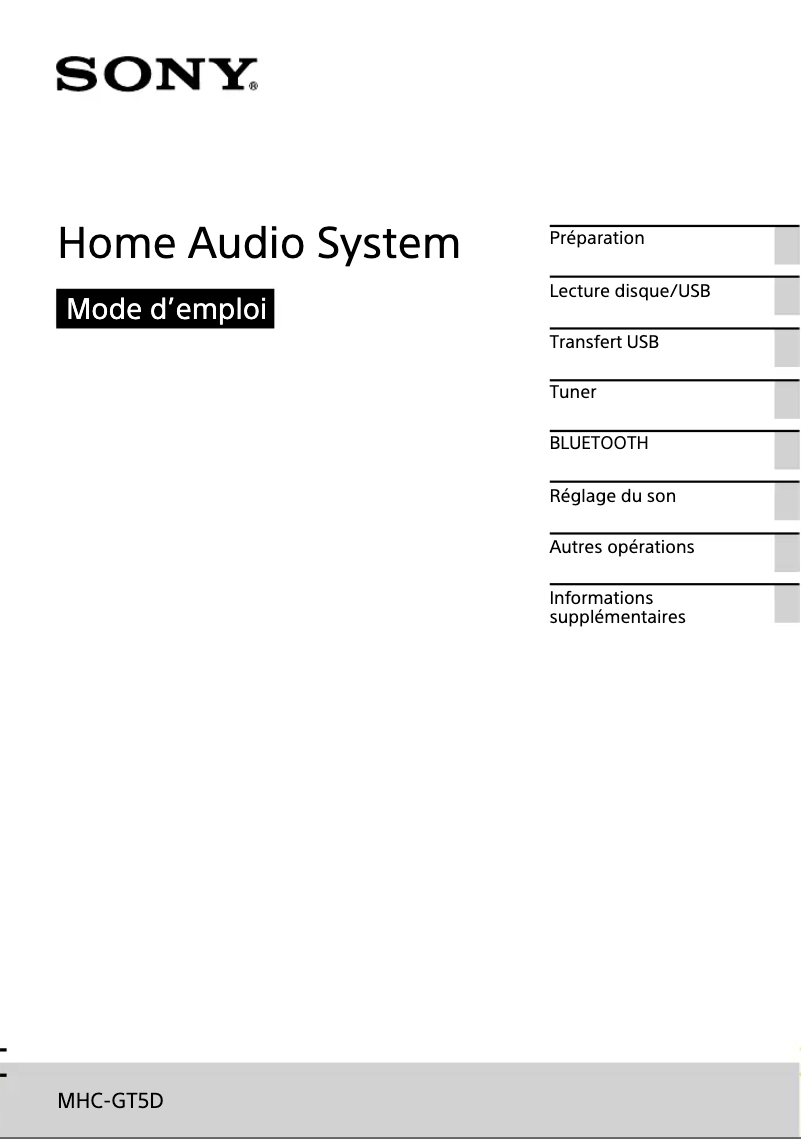 Imagen de la primera página del manual del dispositivo MHC-GT5D
