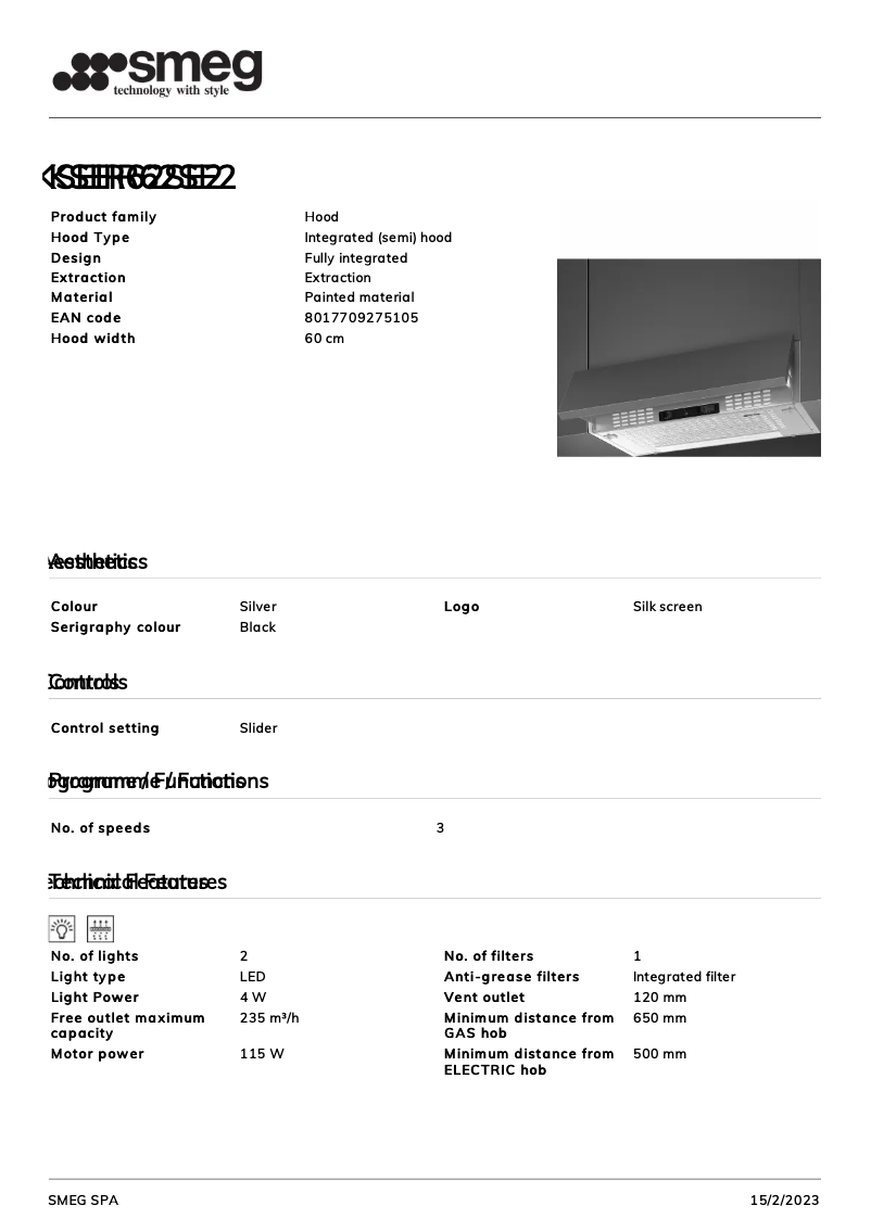 Page 1 de la notice Brochure Smeg KSEIR62SE2