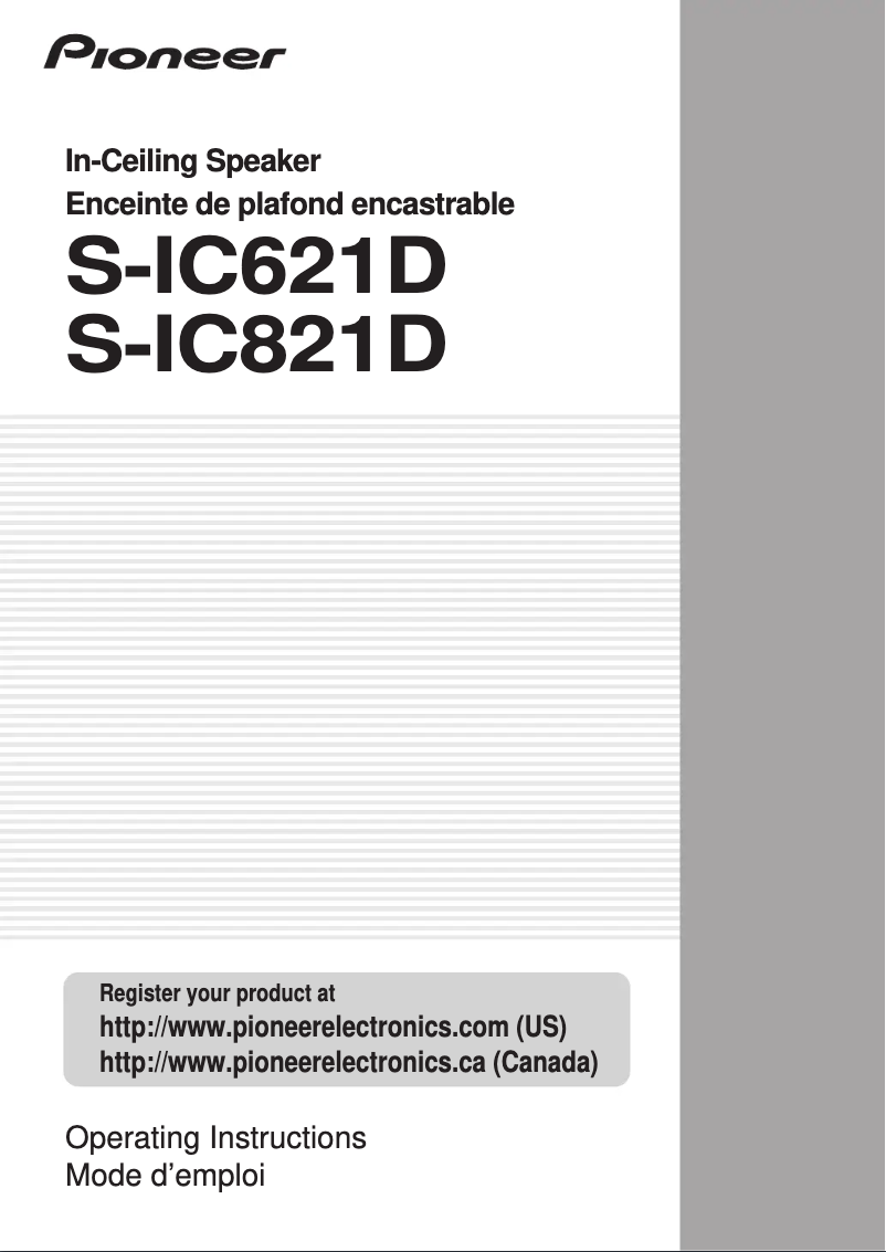 Page n°1 - Manuel utilisateur Pioneer S-IC621D