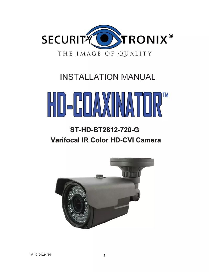 Page n°1 - Manuel utilisateur Security Tronix ST-HD-BT2812-720-G