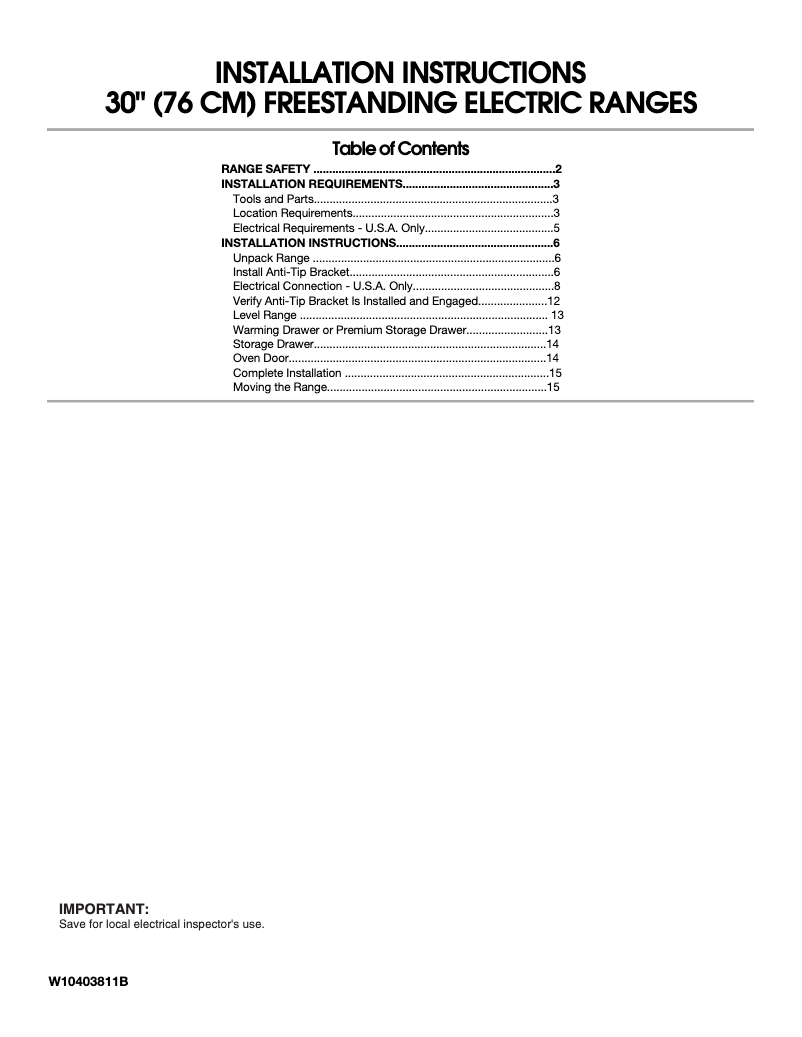 Image de la première page du manuel de l'appareil WFC310S0AS