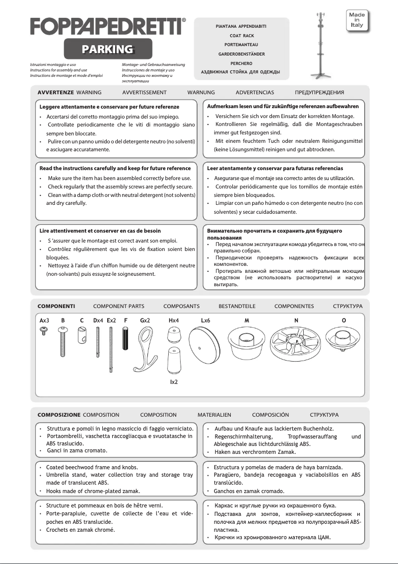 Page n°1 - Manuel utilisateur Foppapedretti Parking