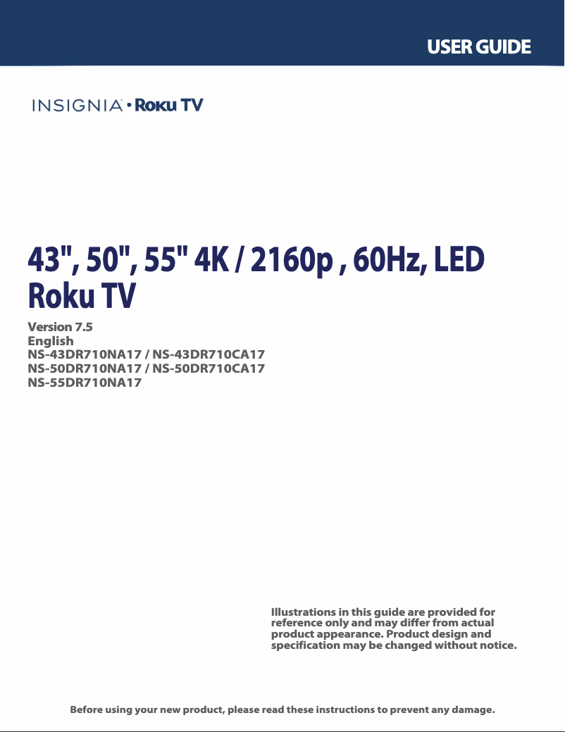 Page n°1 - Manuel utilisateur Insignia NS-55DR710NA17