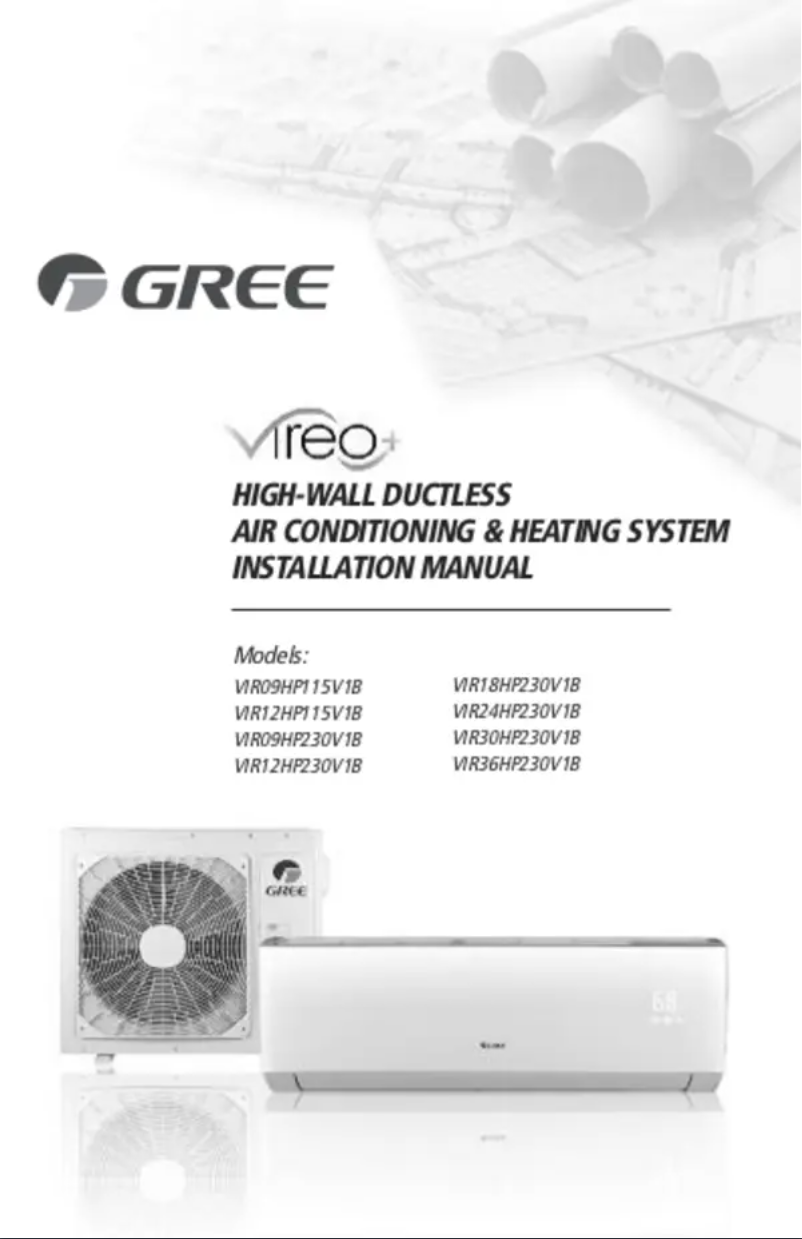 Page n°1 - Manuel utilisateur Gree VIR09HP115V1BO
