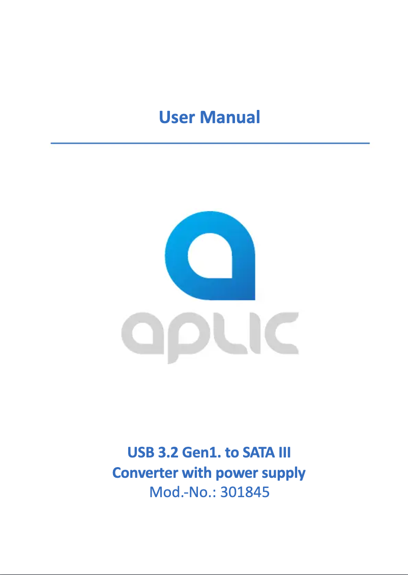 Page n°1 - Manuel utilisateur Aplic 301845