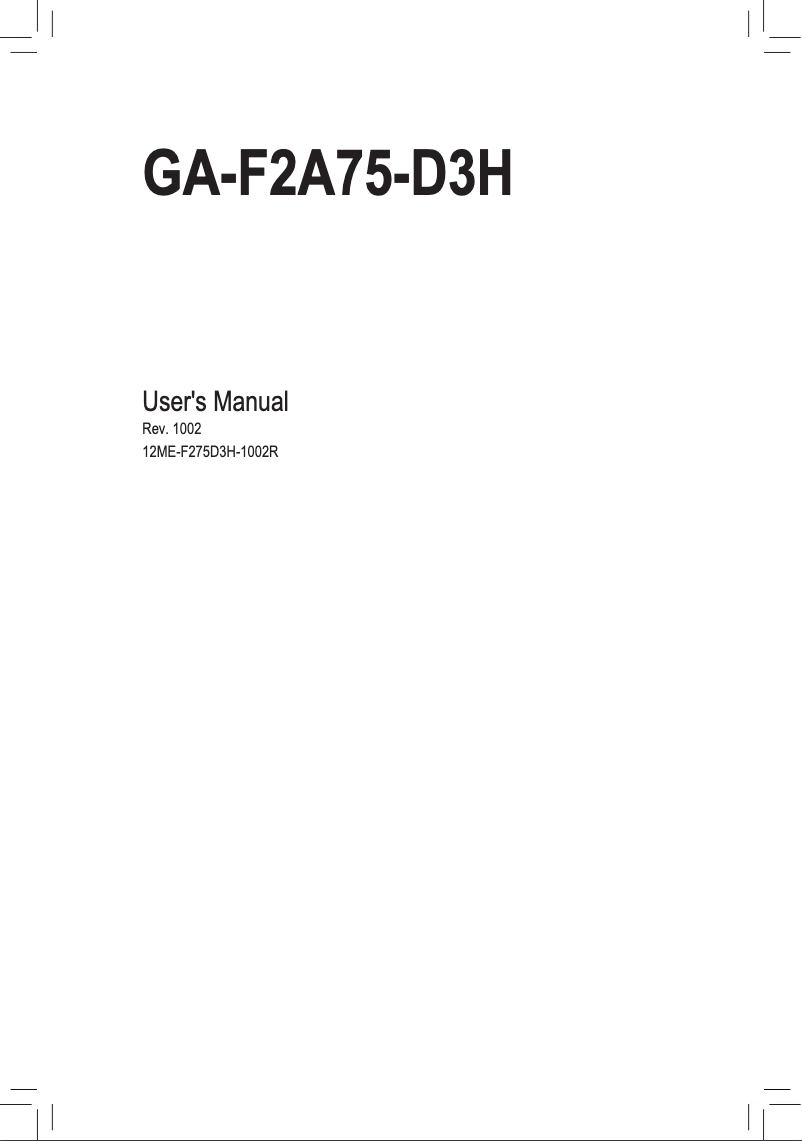 Image de la première page du manuel de l'appareil GA-F2A75-D3H