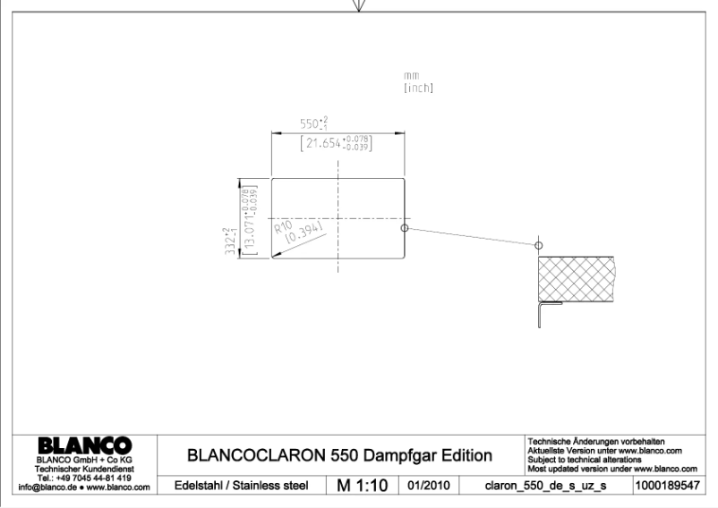 Page n°1 - Manuel utilisateur BLANCO CLARON 550-U
