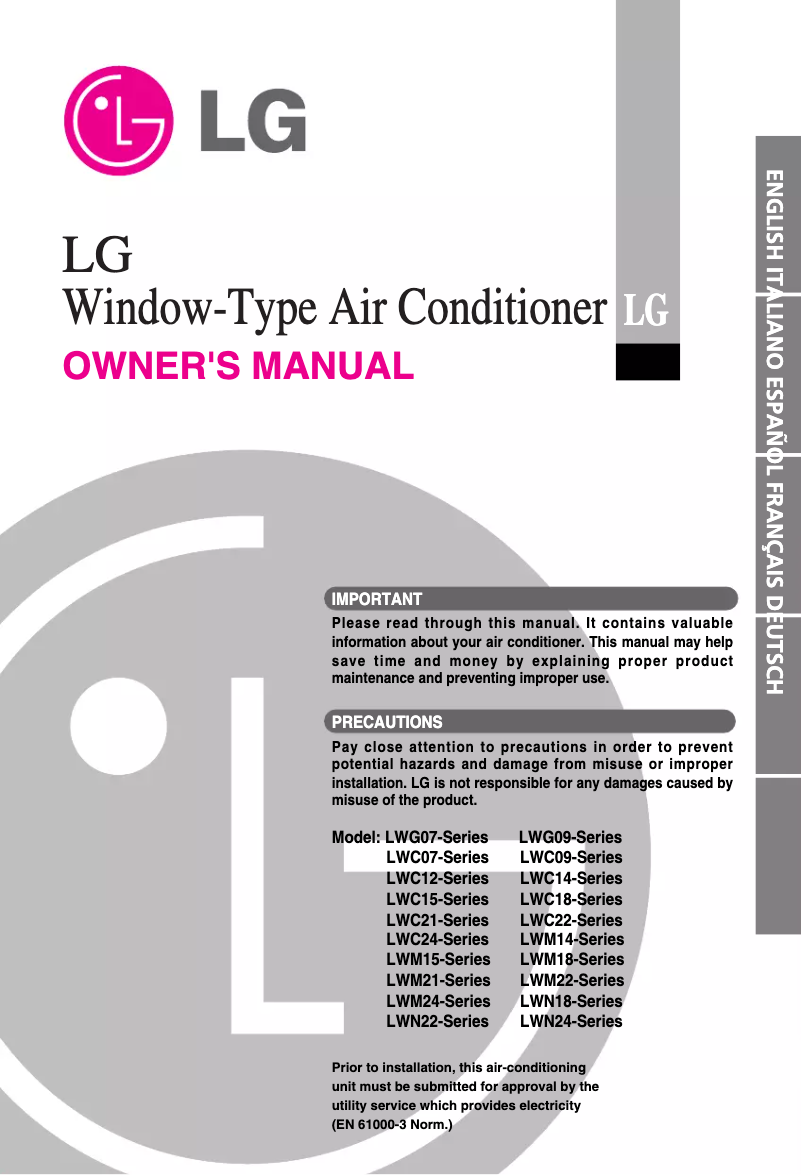 Page n°1 - Manuel utilisateur LG LWG0960AAG